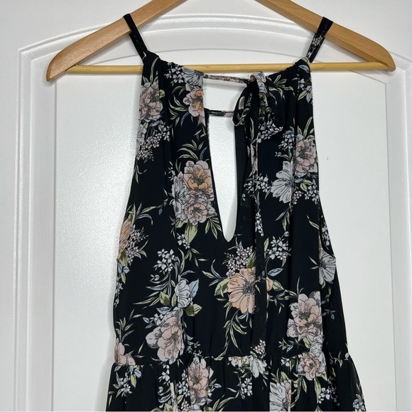 Torrid Black Floral Chiffon Midi Keyhole Tank Dress size 00 - Picture 5 of 9